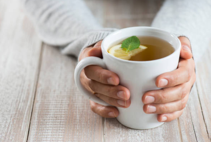 Collage of images depicting people enjoying green tea shots at parties and social gatherings.