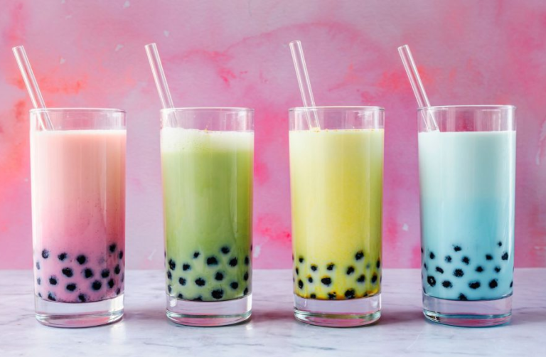 Showcase images of different varieties of bubble tea, including traditional boba tea with tapioca pearls. Featured images